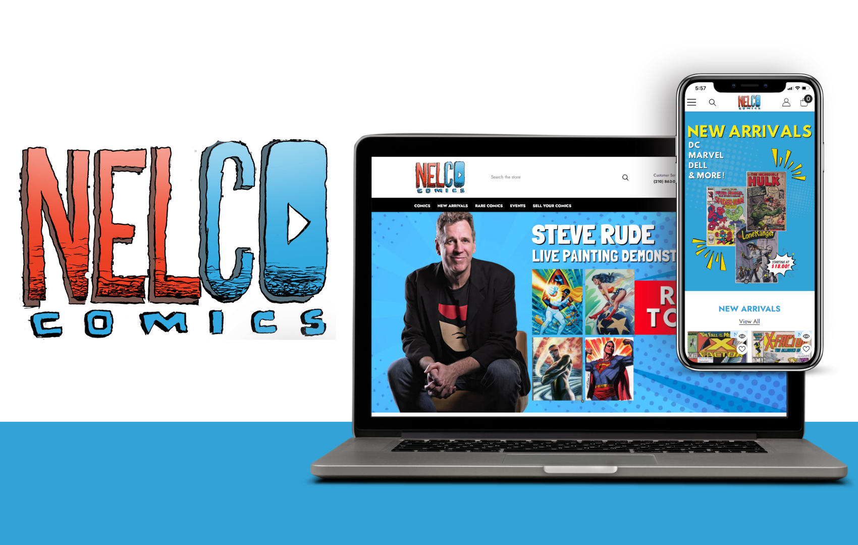 Nelco comic homepage promotional image.
