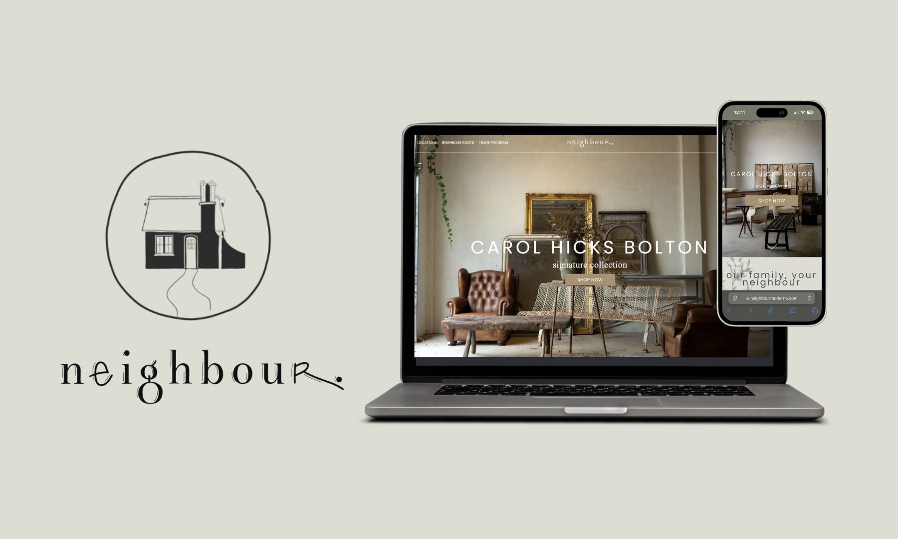 Neighbourmoderne.com homepage promotional image.